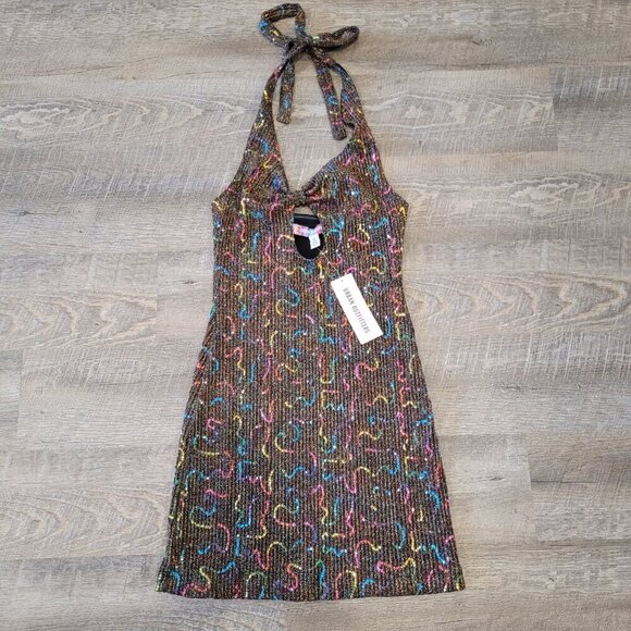 NWT URBAN OUTFITTERS | Sparkly Sequin Rainbow Halter Dress | Sz. XS - Picture 6 of 11